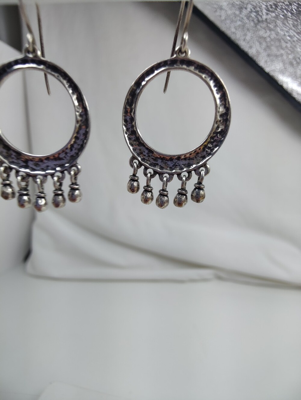 Silpada W1526 Cha Cha Earrings Sterling Silver 925 Retired Hammered Dangle Boho - Picture 7 of 9